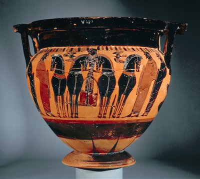 Attic Black-Figure Column Krater Depicting a Chariot by Greek